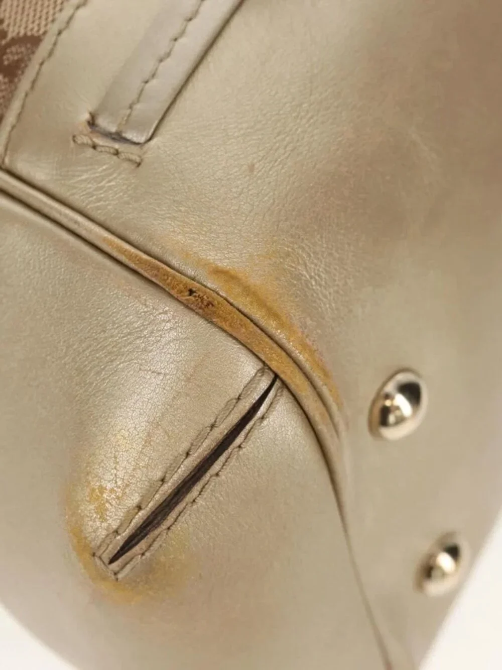 GUCCI GG Canvas Hand Bag 2way Beige Gold 269894 Auth